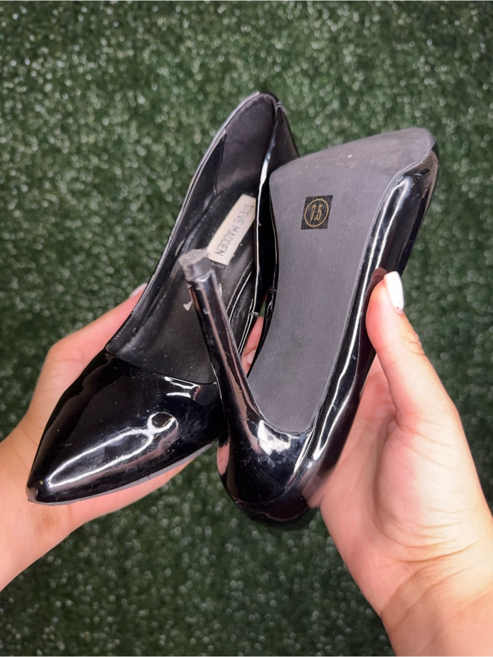 Steve Madden Black Patent Pointed Toe Stilettos - Picture 6 of 6